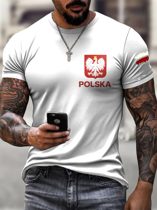 Męska Polska Flaga Patriot Casual T-Shirt