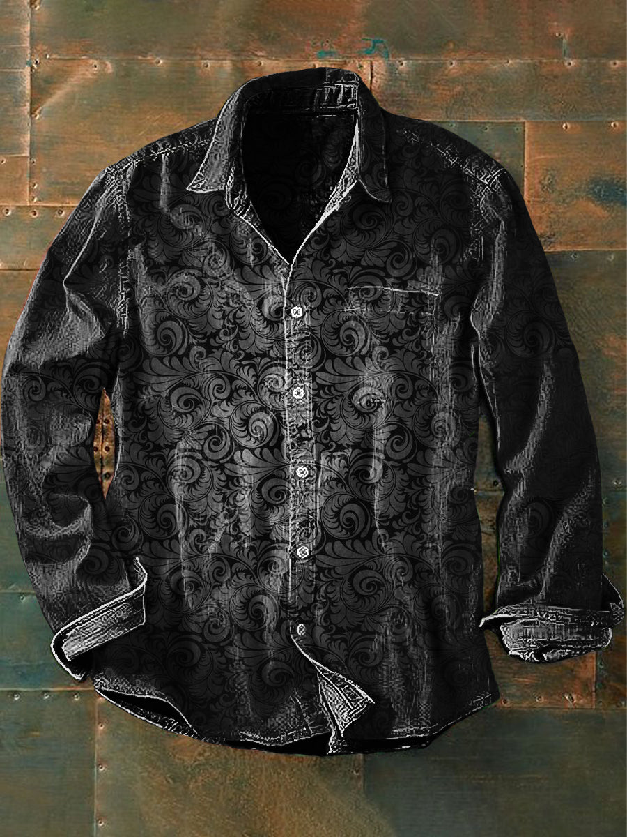 Męska koszulka z długim rękawem Vintage Punk Gothic Art Print Casual