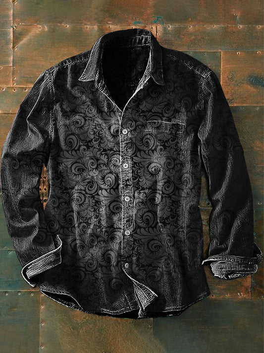 Męska koszulka z długim rękawem Vintage Punk Gothic Art Print Casual