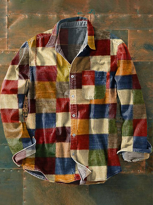 Męska koszulka kieszonkowa z długim rękawem w stylu vintage