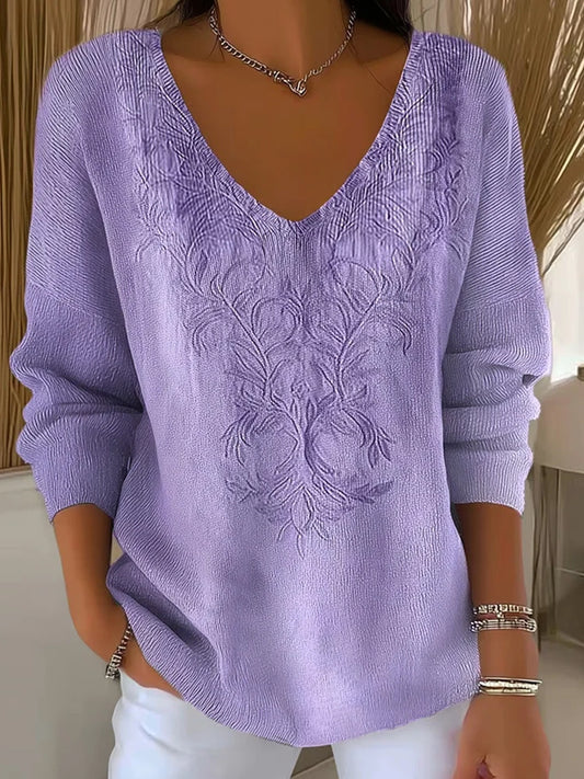 Damski Retro Print Wygodny Casual Top