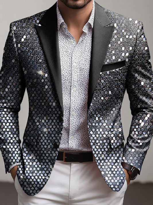 Męskie Vintage musujące Rhinestone Party Blezer