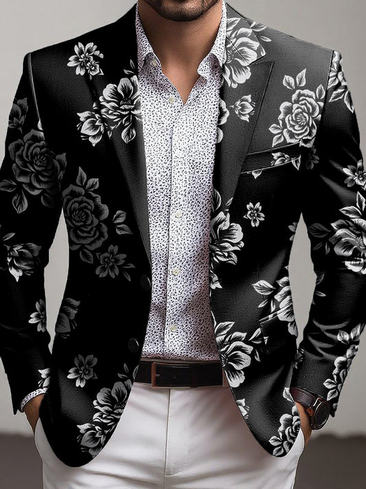 Męska koszulka w stylu vintage w stylu kwiatowym Business Casual