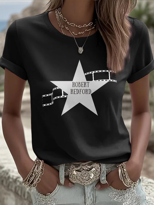 Damski Vintage Classic Movie Tribute Casual T-Shirt